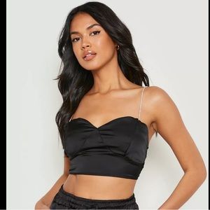 Black Satin Crop Top ✨